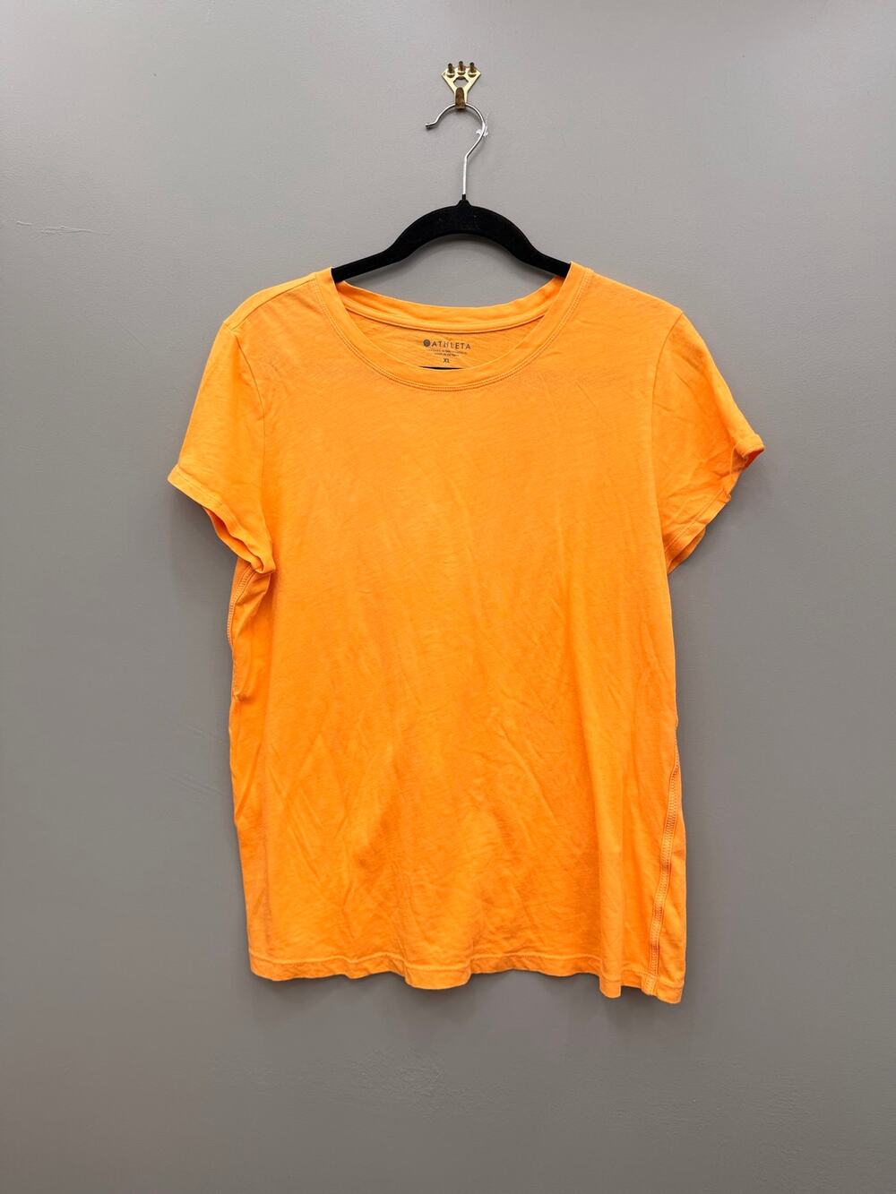 Athleta T Shirt Women's XL Bright Orange 100% Cotton Crewneck Athleisure